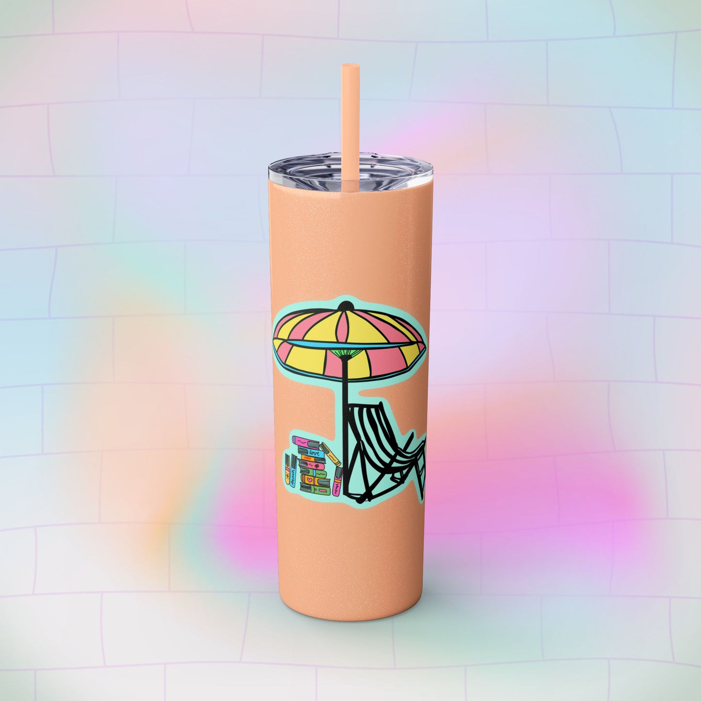 Booked at the Beach Skinny Tumbler with Straw, 20oz