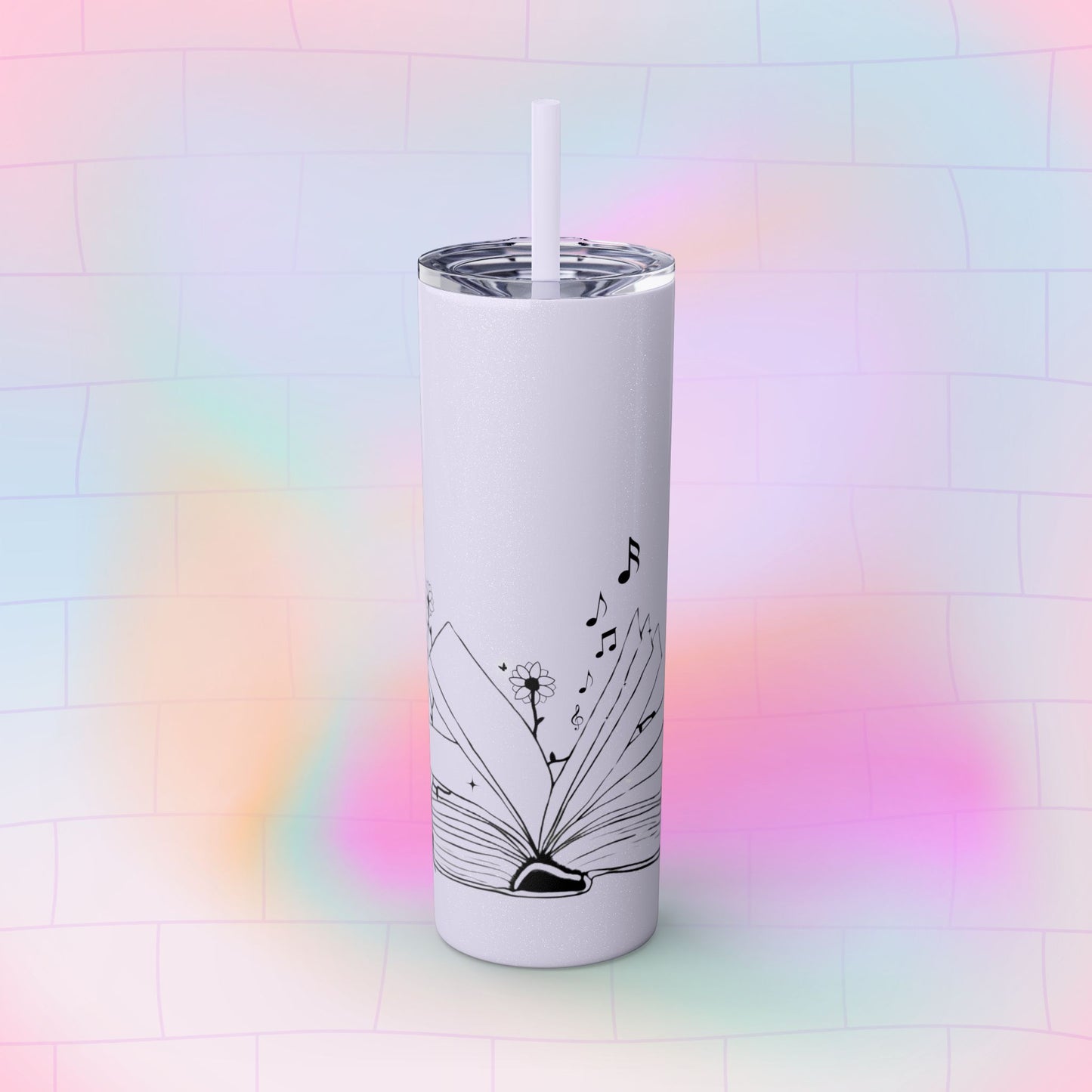 OPEN BOOK Skinny Tumbler with Straw, 20oz