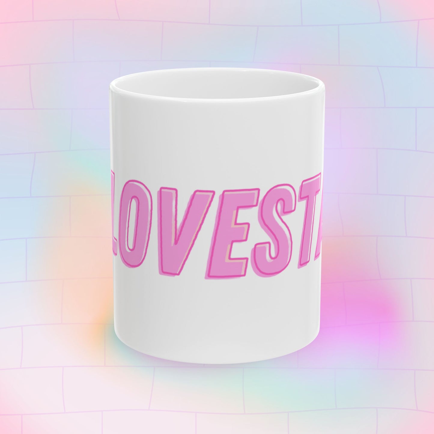 #LOVESTAY in Pink Ceramic Mug, 11oz
