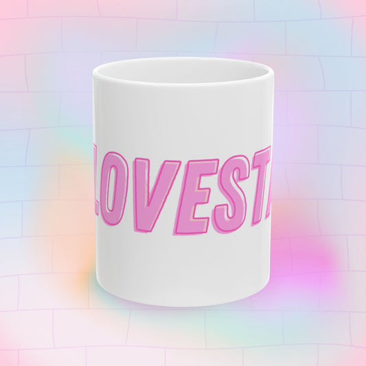 #LOVESTAY in Pink Ceramic Mug, 11oz