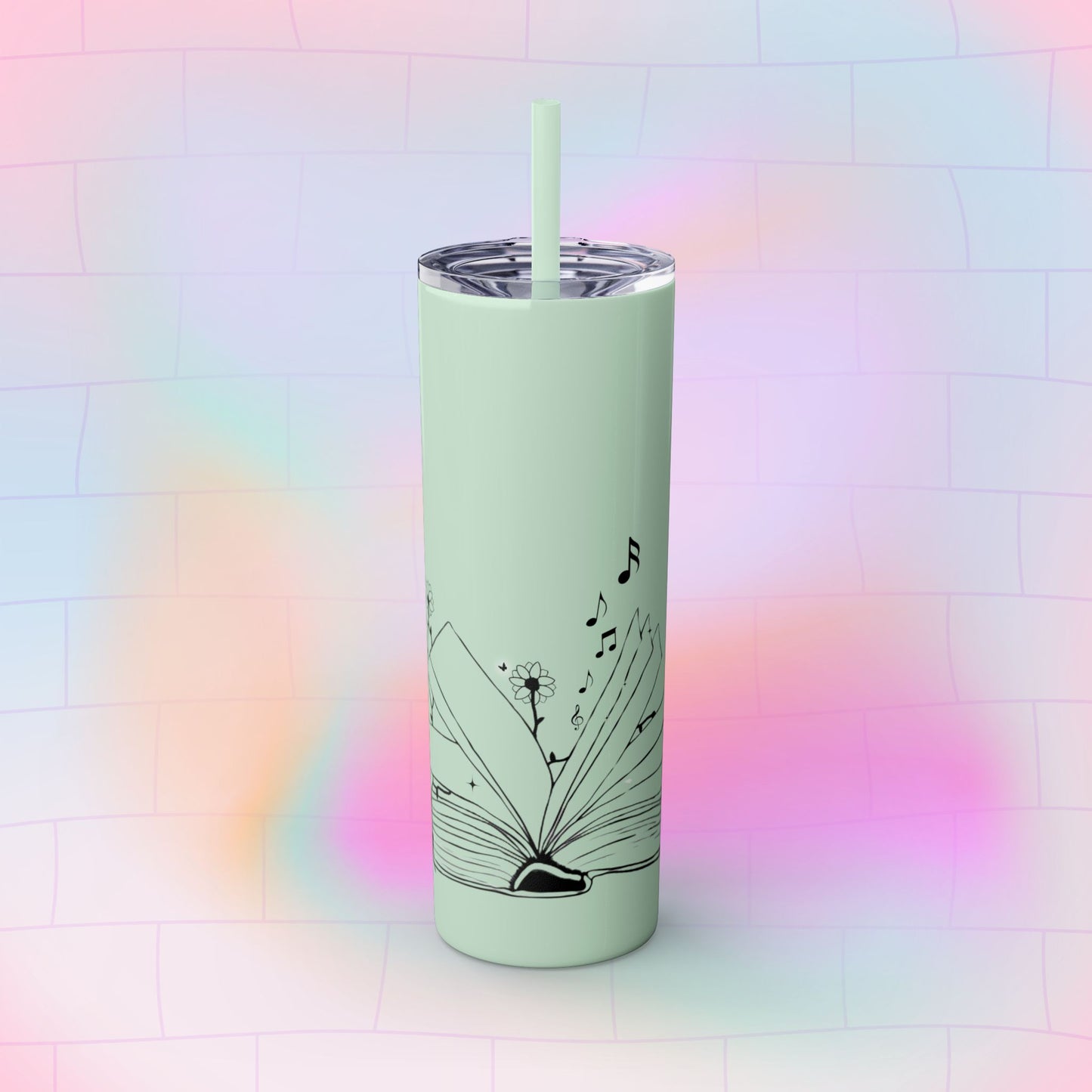OPEN BOOK Skinny Tumbler with Straw, 20oz