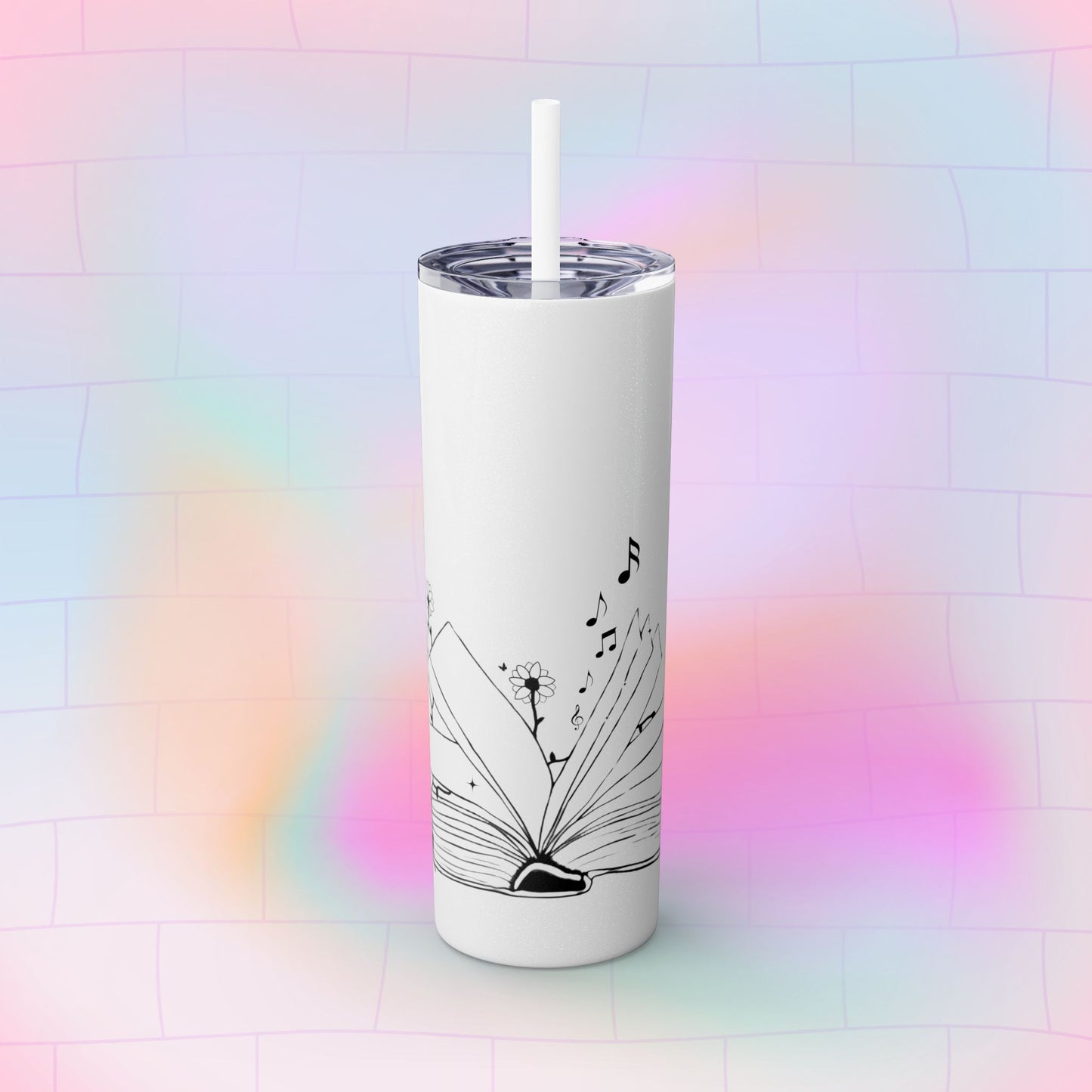 OPEN BOOK Skinny Tumbler with Straw, 20oz