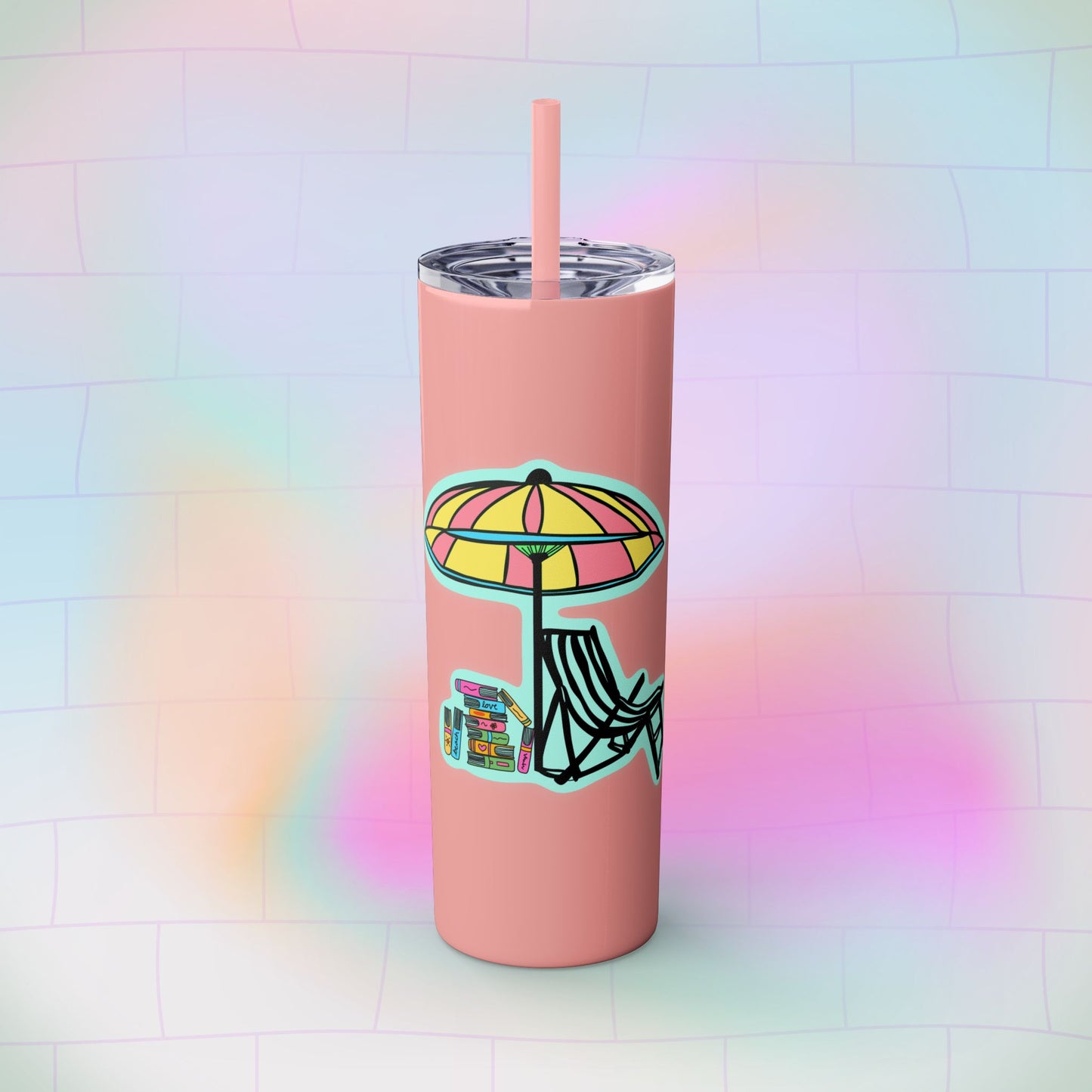 Booked at the Beach Skinny Tumbler with Straw, 20oz