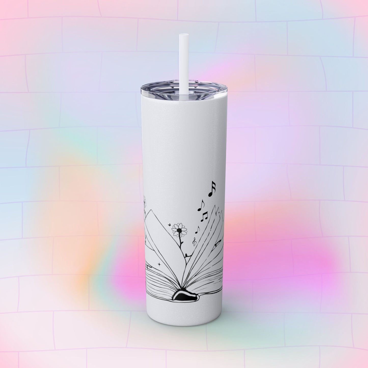 OPEN BOOK Skinny Tumbler with Straw, 20oz