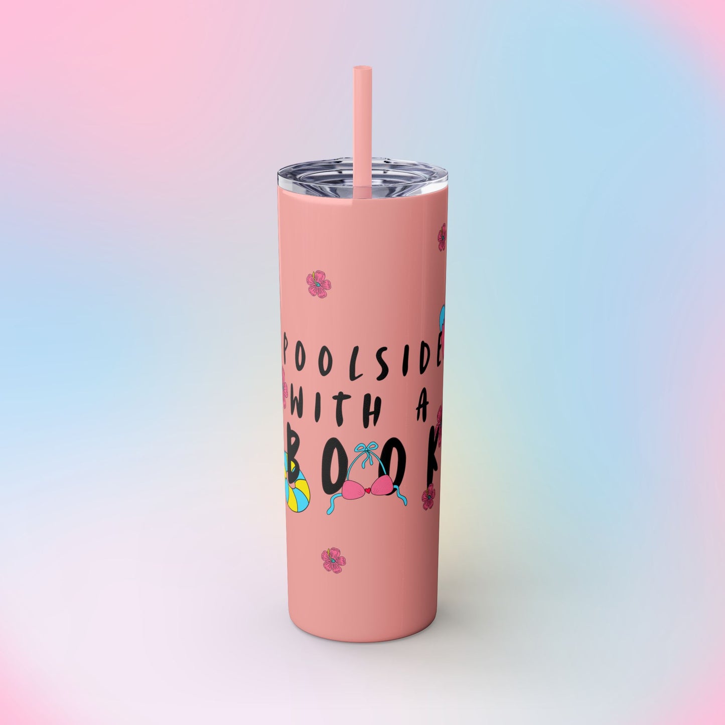POOLSIDE Skinny Tumbler with Straw, 20oz