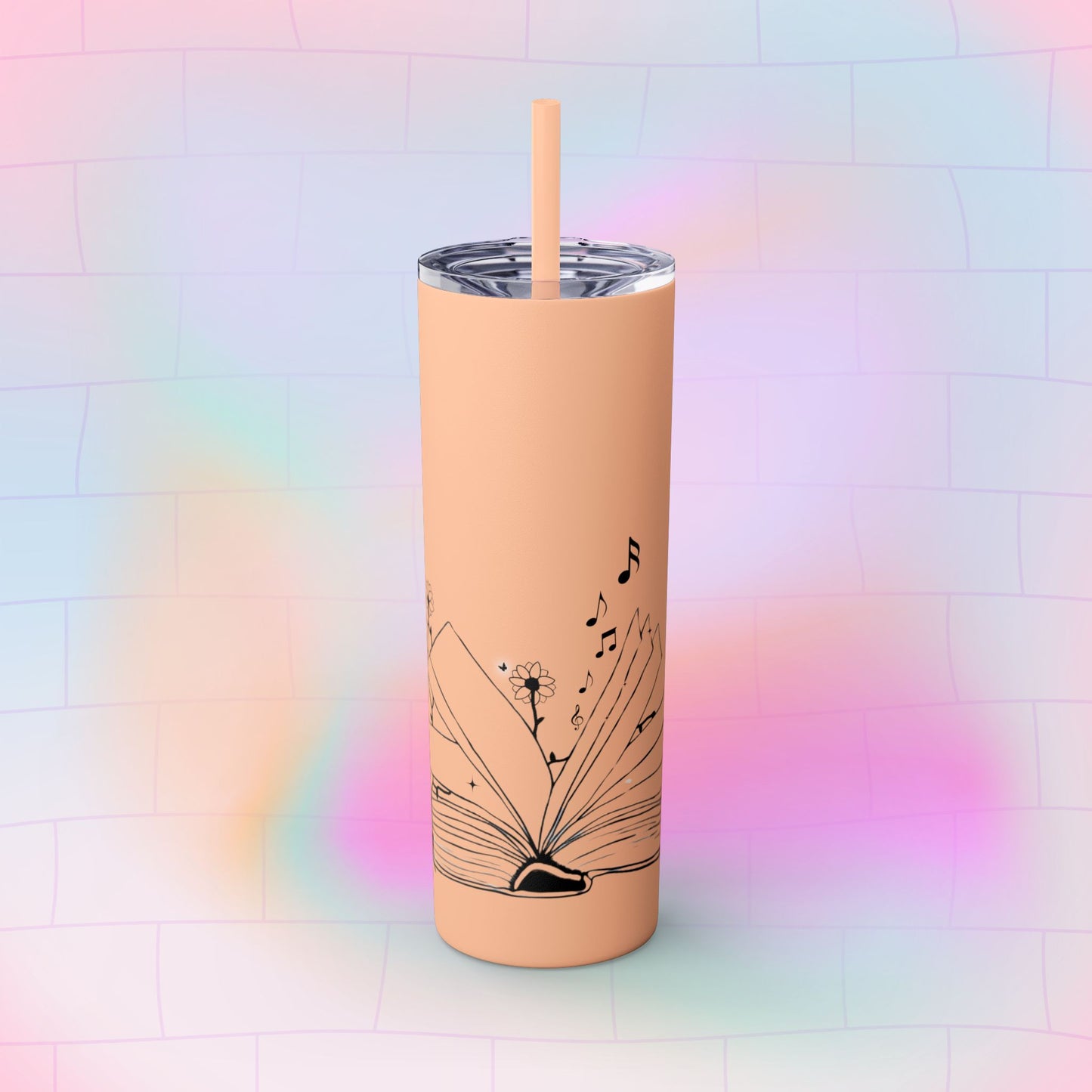 OPEN BOOK Skinny Tumbler with Straw, 20oz
