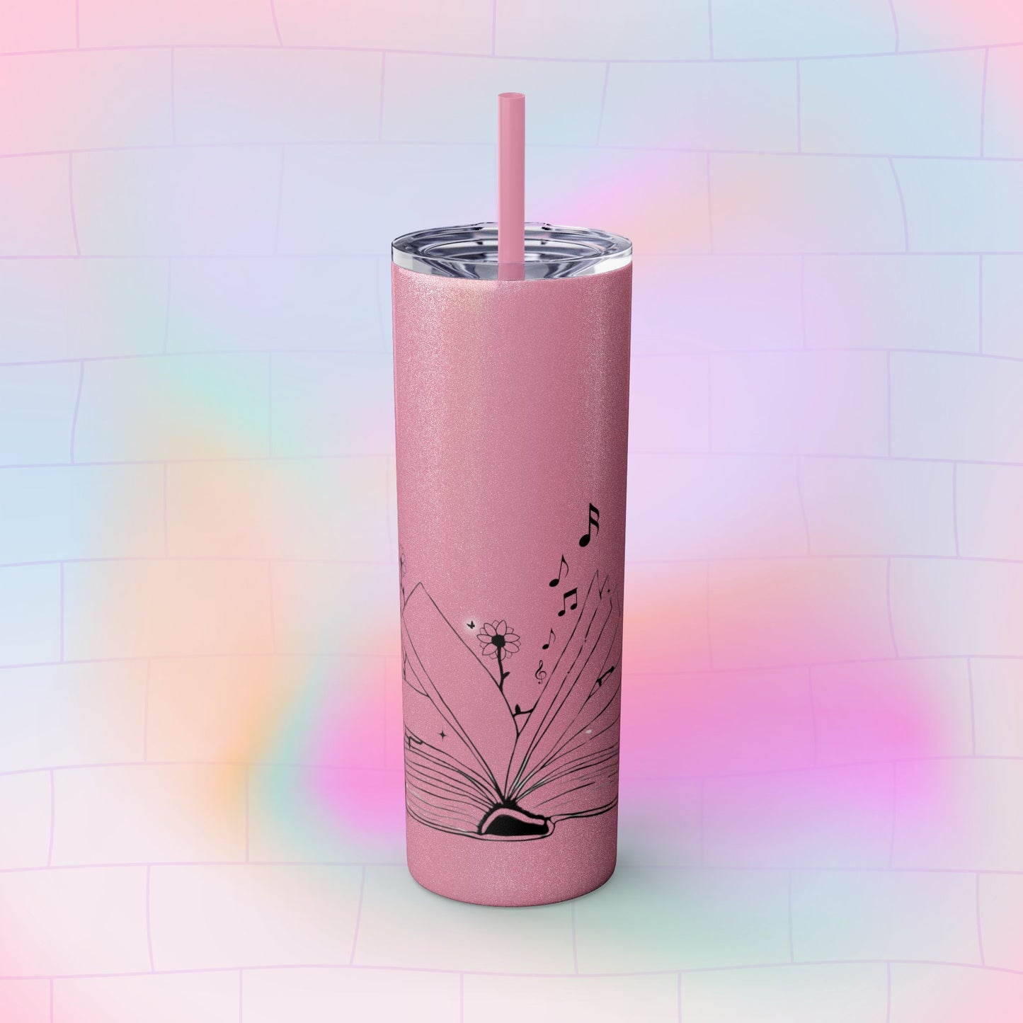 OPEN BOOK Skinny Tumbler with Straw, 20oz
