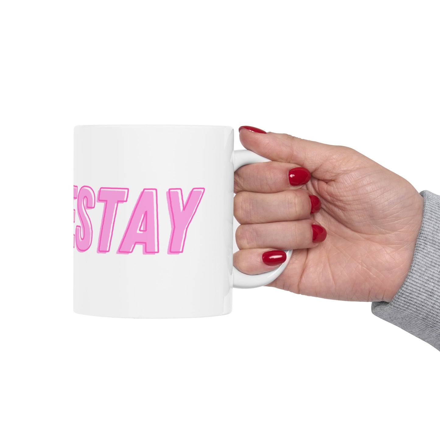 #LOVESTAY in Pink Ceramic Mug, 11oz