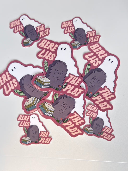 Here Lies the Plot (PICK COLOR & SIZE) Sticker