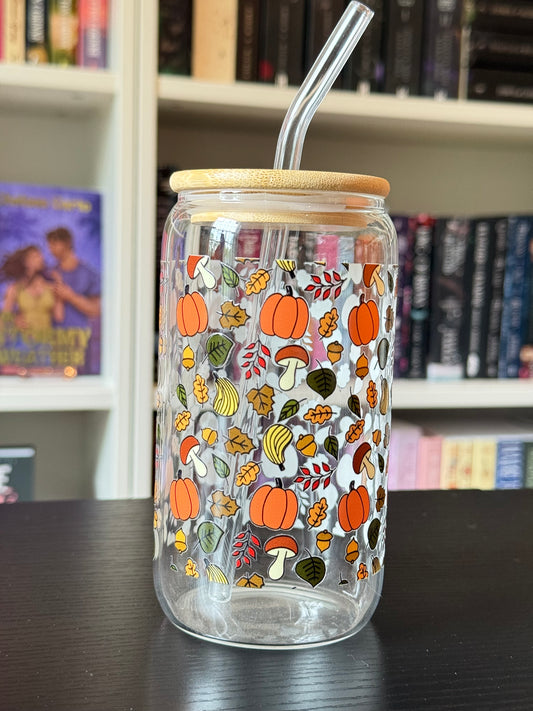 Falling for Harvest 16oz. Glass Cup